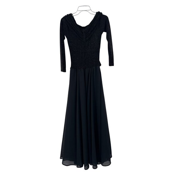 Scott‎ McClintock Black Gown Size 8 Sparkle Details & Long Chiffon Skirt - Picture 5 of 8